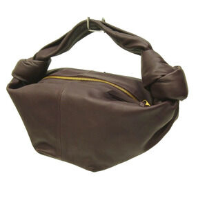 Bottega Veneta Double Knot Handbag Top Handle Lambskin Leather Grape